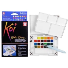 Набір акварельних фарб KOI WATERCOLORS SKETCHBOX, 24кол., пл., Sakura
