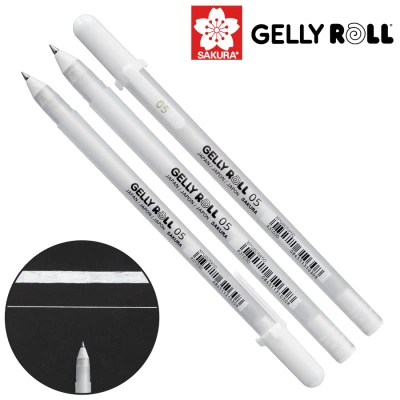 Ручка гелева FINE 05 (лінія 0.3mm), Gelly Roll Basic, Біла, Sakura