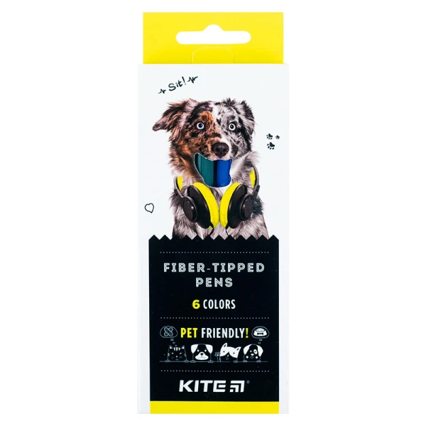 Фломастери, набiр 6 шт., Kite Dogs K22-446 Kite (ТЕРМІН)