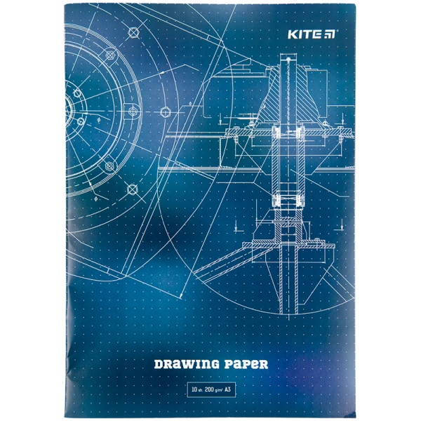 Папір для креслення А3, 10 аркушів, 200г/м2, K23-270 Kite