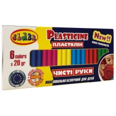 Пластилін Чисті руки MAXI 6кол.*20гр., стек, ECO, 7643С, Class
