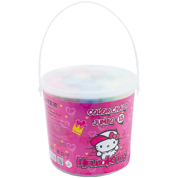 Крейда кольорова Jumbo, 15 шт. у відерці Hello Kitty HK21-074 Kite