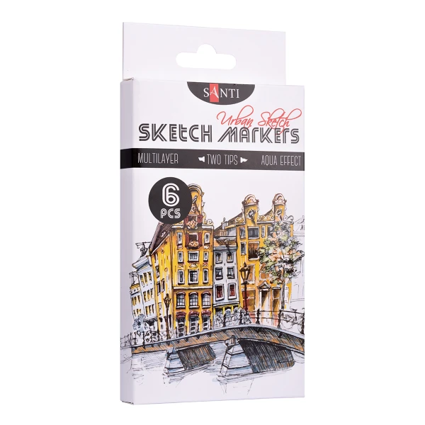 Набір маркерів "SANTI sketch" "Urban Sketch", 6 шт./уп., 390548