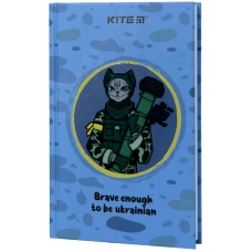 Книга записна А6, 80арк, кліт., тверда обкл, Хоробрий кіт K22-199-6 Kite