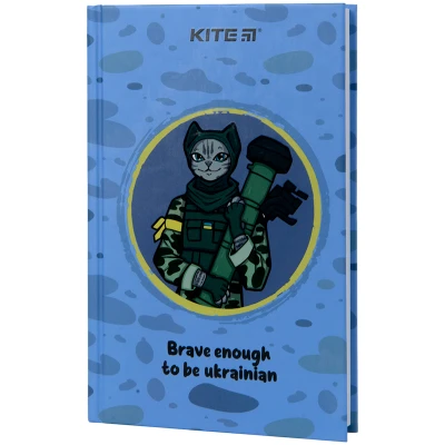 Книга записна А6, 80арк, кліт., тверда обкл, Хоробрий кіт K22-199-6 Kite