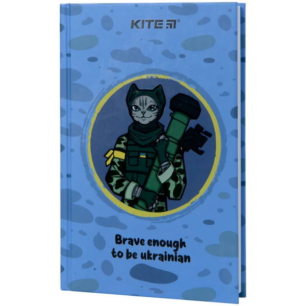 Книга записна А6, 80арк, кліт., тверда обкл, Хоробрий кіт K22-199-6 Kite