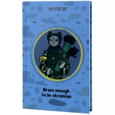Книга записна А6, 80арк, кліт., тверда обкл, Хоробрий кіт K22-199-6 Kite