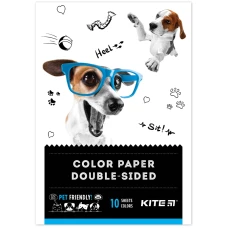 Папір кольоровий двостор. (10арк/10кол), А5 Kite Dogs K22-293