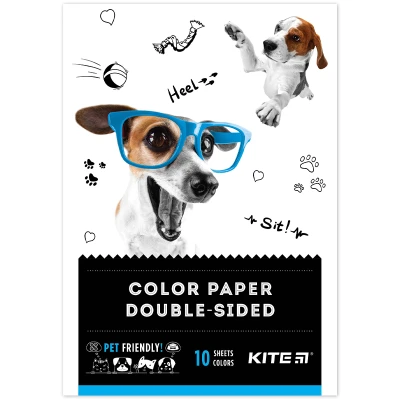 Папір кольоровий двостор. (10арк/10кол), А5 Kite Dogs K22-293