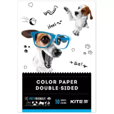 Папір кольоровий двостор. (10арк/10кол), А5 Kite Dogs K22-293