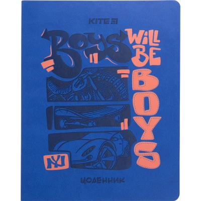 Щоденник шкільний, м'яка обкл. PU, Boys will be boys K23-283-1 Kite