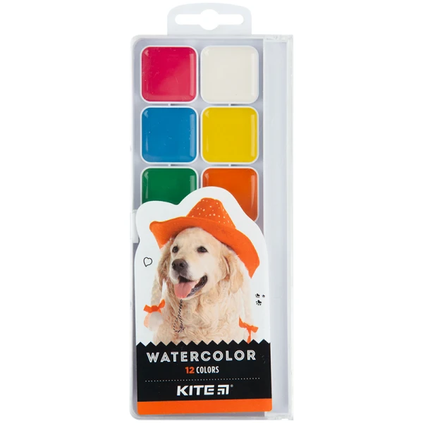 Фарби акварельні, б/п, 12 кол. Kite Dogs K23-061