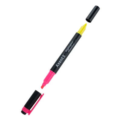 Маркер Highlighter Dual 2534-A, 2-4 мм клиноп. рожевий+жовтий Axent