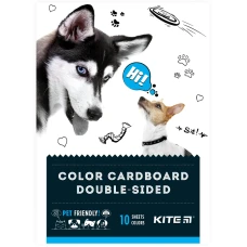 Картон кольоровий двостор. (10арк/10кол), А5 Kite Dogs K22-289