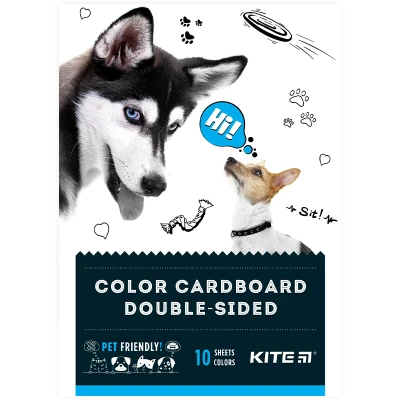 Картон кольоровий двостор. (10арк/10кол), А5 Kite Dogs K22-289