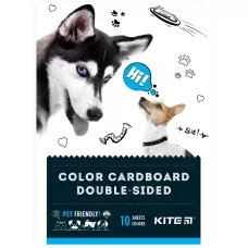 Картон кольоровий двостор. (10арк/10кол), А5 Kite Dogs K22-289