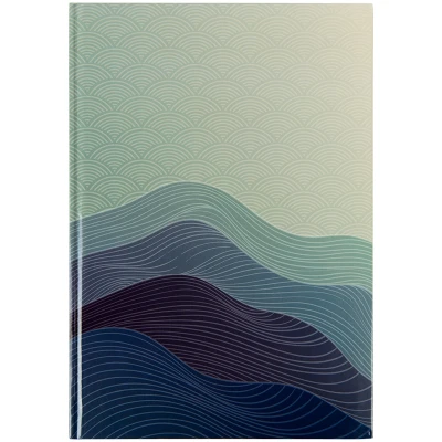 Книга записна А4, 96арк., кліт, тв. обкл., Waves, синя 8422-562-A  