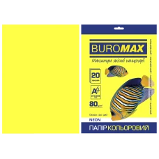 Папір кольоровий А4, 80г/м2, NEON, жовтий, 20арк., BM.2721520-08