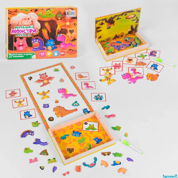 Дерев'яна гра 17037 "Маленькі монстри" (12) "Fun Game", 68 елементів, магніти
