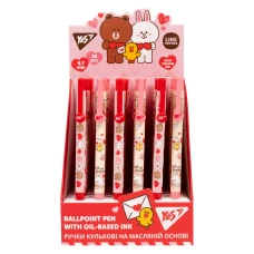 Ручка кулькова YES "Line Friends Love Letter", 0,7 мм, синя, автоматична, 412119
