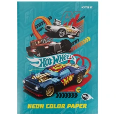 Папір кольоровий неон. (10арк/5кол)  А4 Hot Wheels HW21-252 Kite