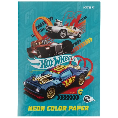 Папір кольоровий неон. (10арк/5кол)  А4 Hot Wheels HW21-252 Kite