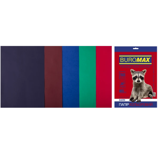 Набір кольорового паперу А4, 80г/м2, DARK, 5кол. 50арк., BM.2721450-99