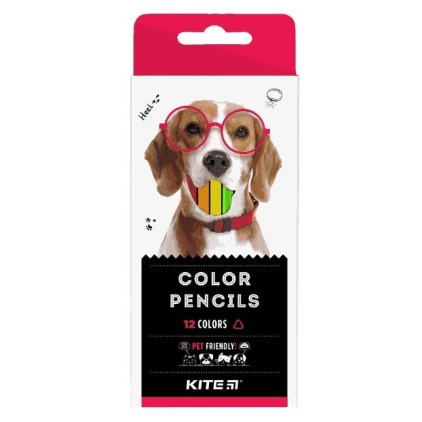 Олівці кольорові тригранні, 12 шт. Kite Dogs K22-053-1