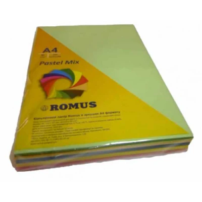 Папір кольоровий Pastel Mix, A4 80 г/м2, 5х50/250арк., R50874 Romus