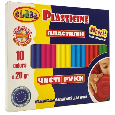 Пластилін Чисті руки MAXI 10кол.*20гр., стек, ECO, 7645С, Class