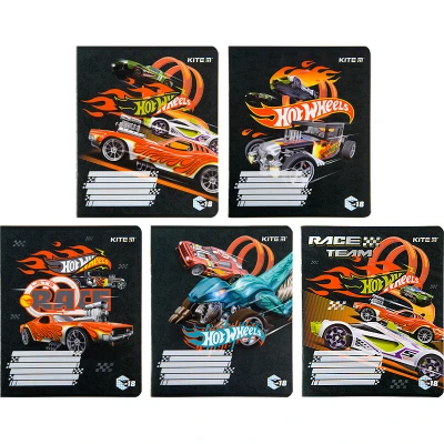 Зошит 18 арк., клітинка, гібр. лак + УФ лак, Hot Wheels HW22-236 Kite