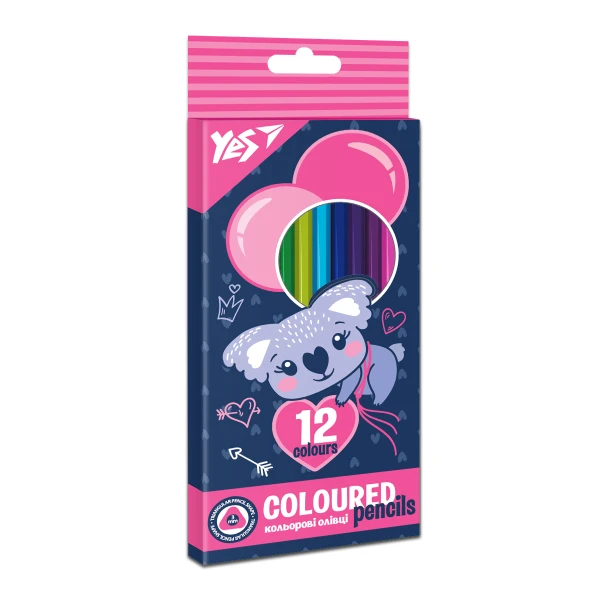 Олівці кольорові тригранні, 12 шт. "Koala", 290660 YES