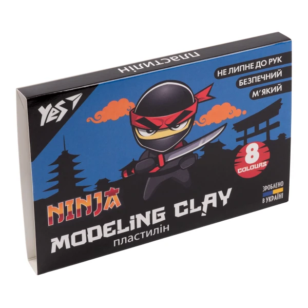 Пластилін YES "Ninja", кор., стек, 8 кол, 160г, 540630