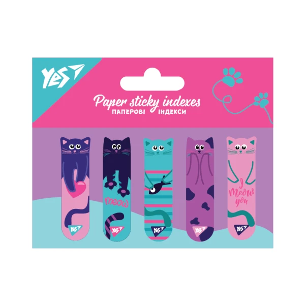 Індекси паперові YES "Kittycon" 50x15мм, 100шт. (5x20), 170307