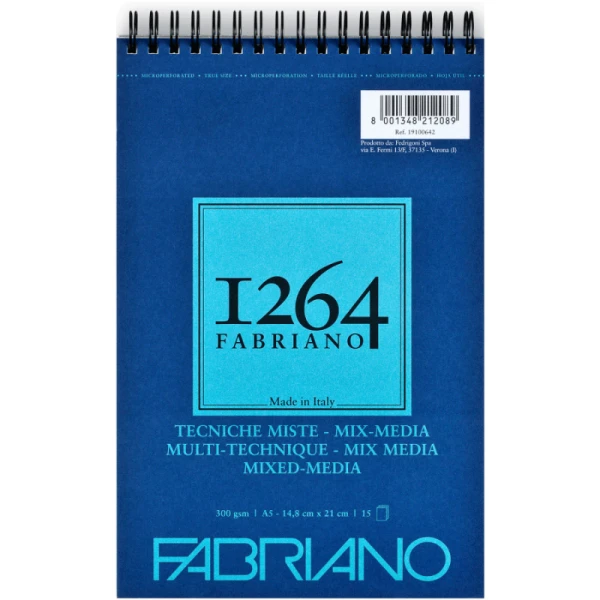 Альбом на спіралі Mix Media 1264 А5, 300г/м2, 15л, Fabriano