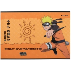 Зошит для малювання, 12 арк., скоба, гібр. лак + УФ лак, Naruto NR23-241 Kite