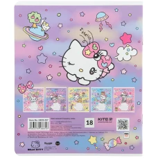 Зошит 18 арк., лінія, гібр. лак + УФ лак, Hello Kitty HK23-237 Kite