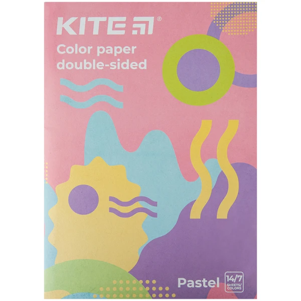 Папір кольоровий двостор. (14арк/7кол), А4, пастель, Kite Fantasy K22-427