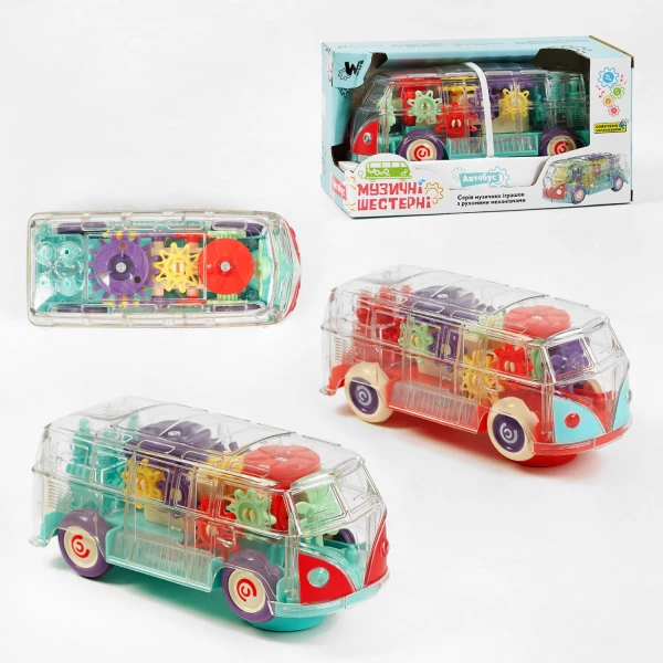 Автобус 60275 (80) "WToys", 2 кольори, світло, звук, прозорий корпус, колесо вільного ходу