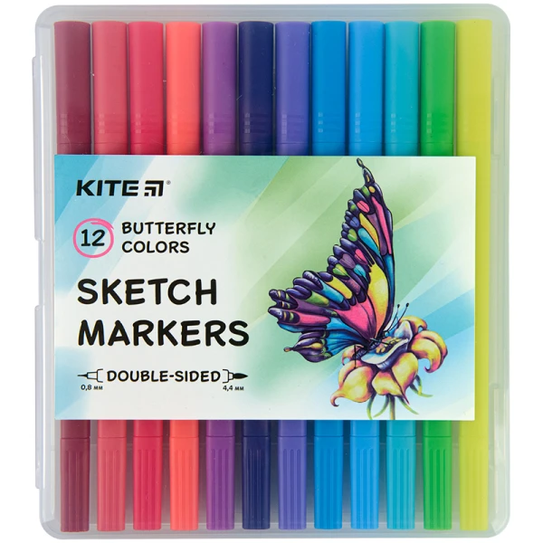 Скетч маркери, набiр 12 шт., Butterfly K22-044-2 Kite