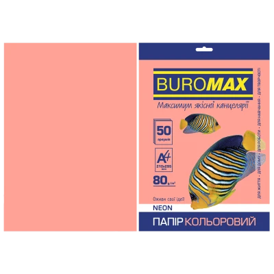 Папір кольоровий А4, 80г/м2, NEON, рожевий, 50арк., BM.2721550-10