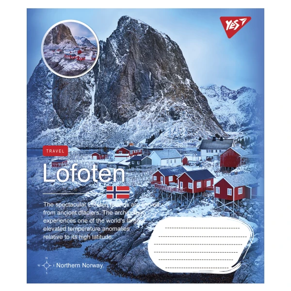 Зошит А5/96 арк лінія YES Northern travel, 766129