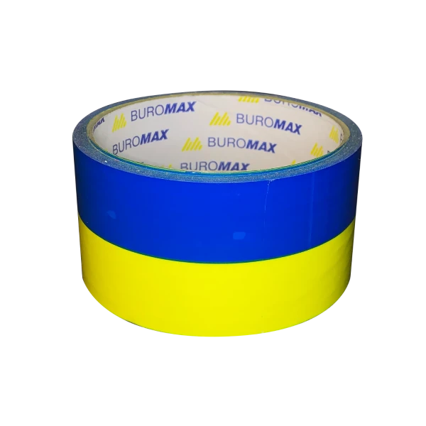 Клейка стрічка пакувальна 48мм*35м, синьо-жовта, BM.7007-85