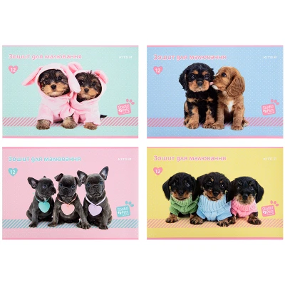 Зошит для малювання, 12 арк., скоба, софт тач + УФ лак, Studio Pets SP22-241 Kite