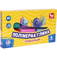 Полімерна глина з блискітками 6 кольорів 304109001-UA Школярик