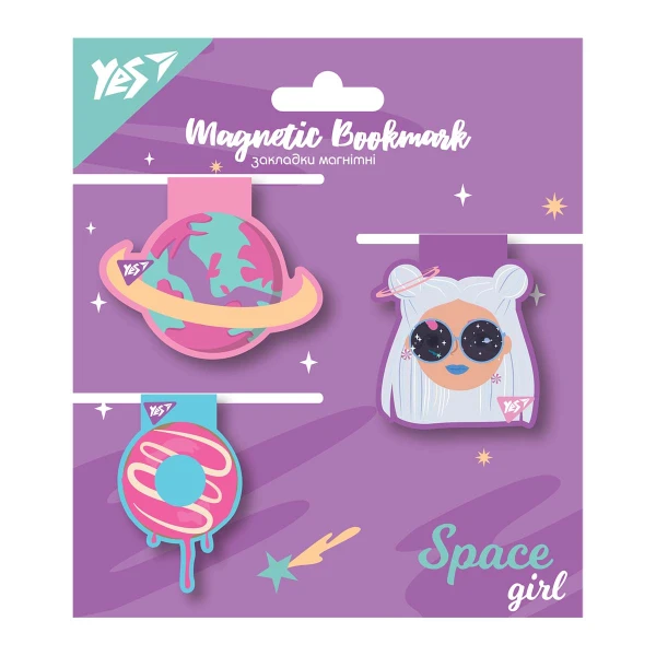 Закладки магнітні YES "Space Girl", 3шт, 707727