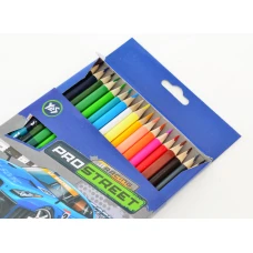 Олівці кольорові двосторонні, 18/36 шт., тригранні "Street racing" 290488 YES