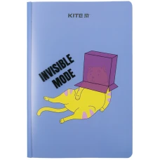 Блокнот пласт. обкл. двійна, А5+, 40 арк, кліт., Cat sceleton K23-460-1 Kite