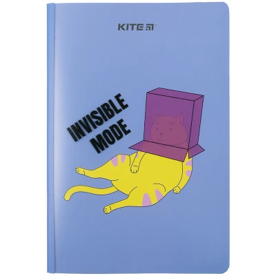 Блокнот пласт. обкл. двійна, А5+, 40 арк, кліт., Cat sceleton K23-460-1 Kite