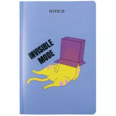Блокнот пласт. обкл. двійна, А5+, 40 арк, кліт., Cat sceleton K23-460-1 Kite